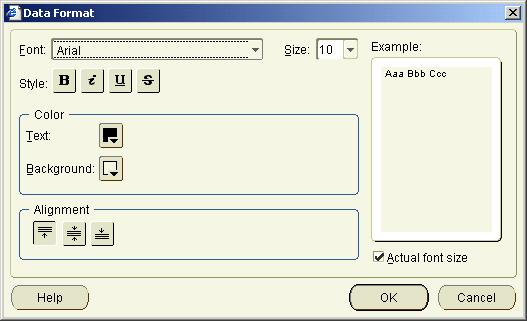 Lesson 2: Getting the data you want Figure 3 2 Data Format dialog In the Example box, you can see an example of the current font settings. This box is updated every time you make a change. 6.