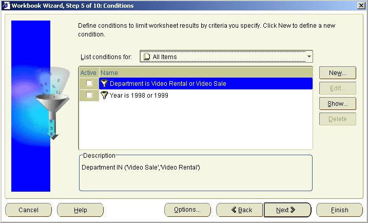 Lesson 2: Getting the data you want Figure 3 11 Conditions dialog You want to display
