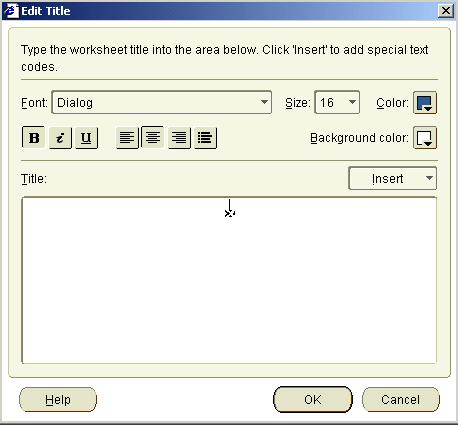 Lesson 2: Getting the data you want 1. Choose Sheet Edit Title to display the Edit Title dialog. 2. Click the Color button and select a black color from the drop down color pane. 3.