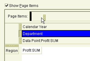 Drag the Department item to the Page items area.