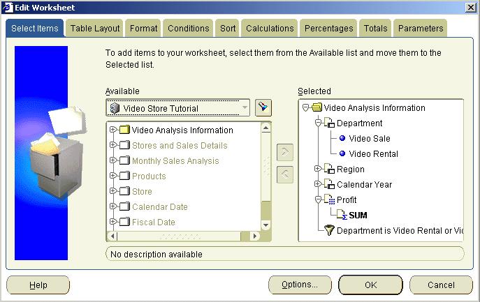 Lesson 2: Getting the data you want Figure 3 39 Select Items tab 3.