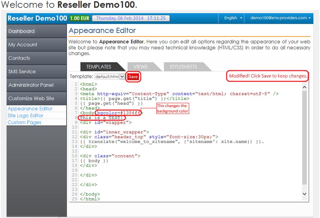 Fig. 41b Customizing Reseller Web Site - Appearance Editor Fig.