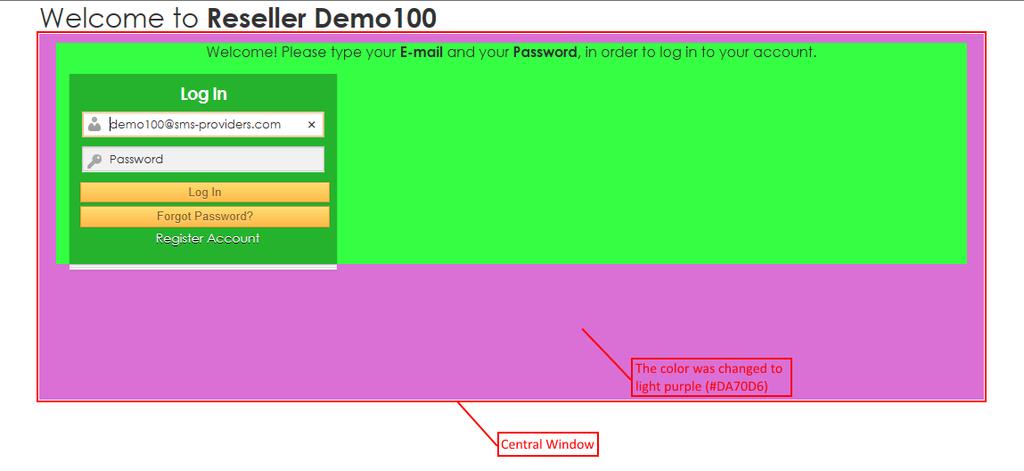 For example, if we change the hex number #F0F0F0 to #DA70D6 at the background attribute in.content as shown in Figure 41f, we will get the result that you can see in Figure 41g. Fig. 41f Customizing Reseller Web Site - Appearance Editor Fig.