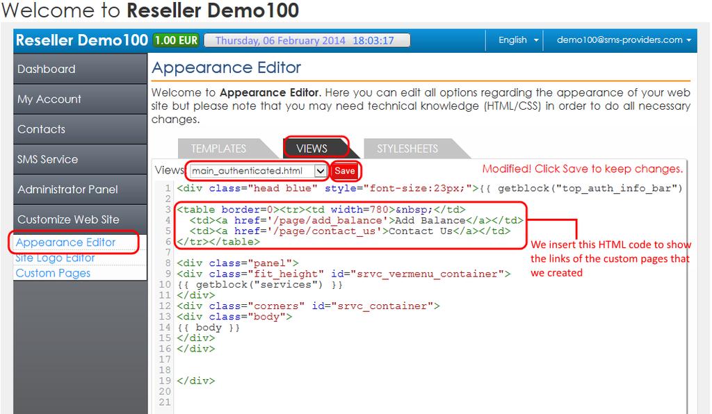Fig. 41r Customizing Reseller Web Site -