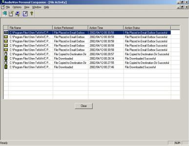 Example of Activity log 1 2 3 (1) This indicates that a file has been placed in the e-mail outbox.