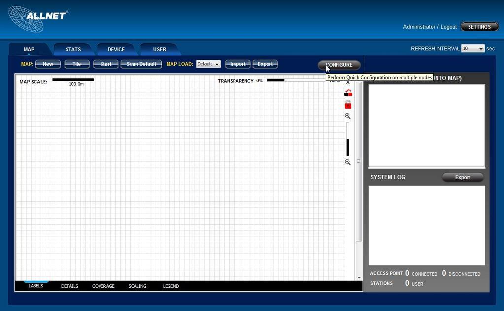 2. Software Layout As overall, the NMS Suite software is divided to four different panels. User can switch to each panel by selecting the tab button at the top of the suite.