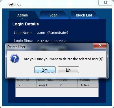 3.3.3. Delete User In order to delete a user, select the desired user from the User List, and then