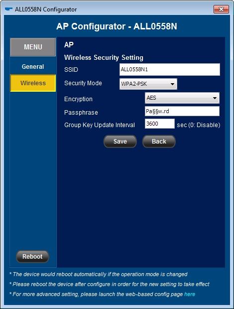 3.17.3. Wireless > Security Page Select the security mode for the profile.