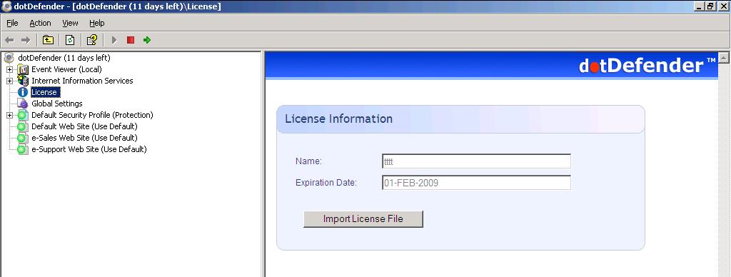 The Select License File window appears.