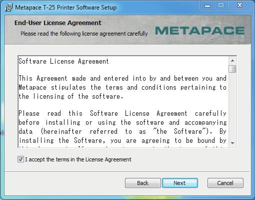 5 Click 'Next'. 6 The End-User License Agreement, an agreement for installing the software, appears. Read the agreement.