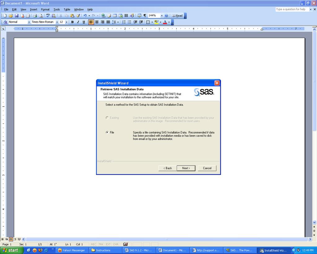 Click the Install SAS Software link under End User Steps and follow the instructions.