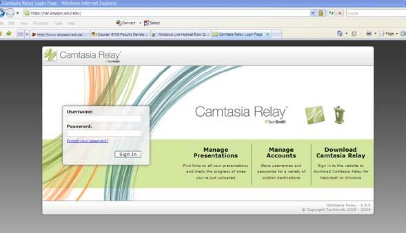 Obtaining and Using the Camtasia Relay Software at Simpson College If you have questions contact: Chuck Johnson,