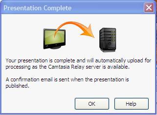 Once your presentation has been uploaded to the server, you will see the dialog message as
