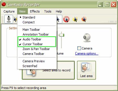 Preparing Camtasia 6. On your PC, select the Start menu and then Programs > Camtasia Studio 4 > Applications > Camtasia Recorder.. 7.