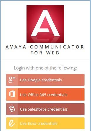 Chapter 7: Installing the Salesforce plug-in Logging in to Avaya Communicator Using the extension with Salesforce requires the user to login using only Salesforce credentials. 1.