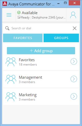 Chapter 9: User Guide Groups Large lists of contacts can make it difficult to find the one you are looking for.