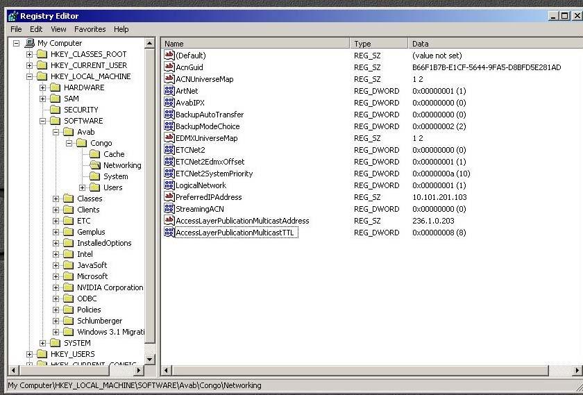 The Registry Editor would then look as follows: Step 11. Exit the Registry Editor Step 12. Restart your console.