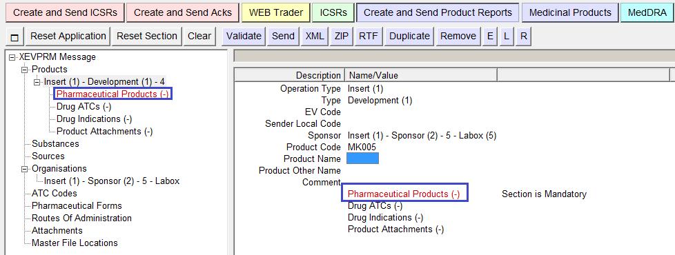 Select "New Pharmaceutical Product" by ticking the relevant box in the