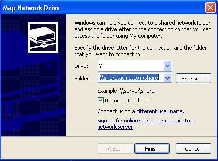 Figure 4.24 Map the Share as a Network Drive 4. Click the Connect using a different user name link.