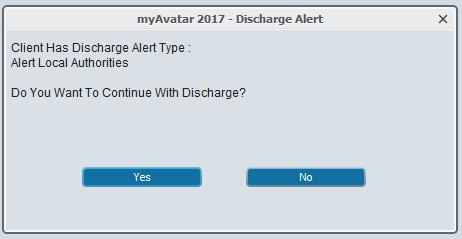 At right is an example of what one of these Discharge Alert messages looks like. Admission tab (Continued) Sub Section: Living Arrangements/Disabilities 1.