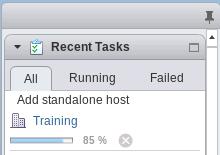 h. In the Recent Tasks pane at the right side of the vsphere Client window, monitor the progress of the task. i.
