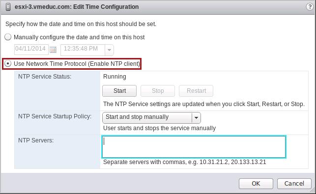 5 Configure the ESXi Host as an NTP Client In this task, you configure the Network Time Protocol (NTP) client on the ESXi host to synchronize its time with the NTP server setup on the SAN virtual