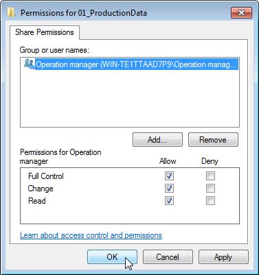Assigning permissions 1 In the Group or User names: field, all groups/users selected by you are listed.