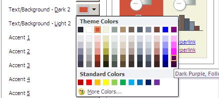3. To customize a color theme, click the Create New Theme Colors command below the list of existing schemes. 4.