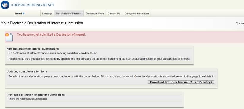 Completion of the e-doi form Complete all mandatory fields and