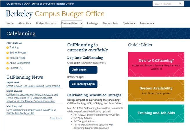 CalPlanning Website Check out the CalPlanning website for up to date info