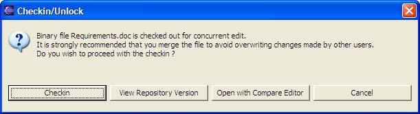 Use this option wisely to prevent overwriting changes made by other users. Note that in case of an erroneous checkin, the previous version is still available and thus no information is lost overall.