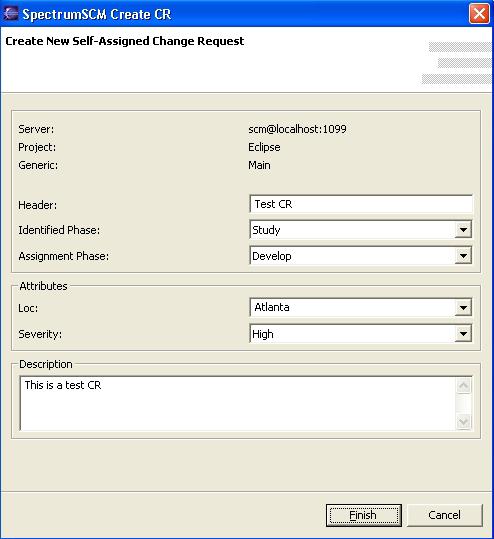5.4 Create a New Self-Assigned CR A user with the necessary permissions can create a self-assigned CR using the Create Self-Assigned CR menu option.