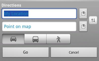 Getting Directions Get detailed directions to your destination. Google Maps can provide directions for travel by foot, public transportation, or car. 1. Touch > > Maps. 2. While viewing a map, touch.