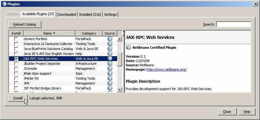 11. Install JAX-RPC Plugin Java CAPS Repository Web Services ae JAX-RPC services. To integrate them with non-repository-based services we need to install JAX-RPC Plugin.