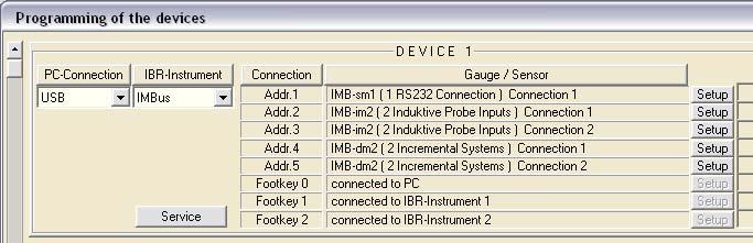 IMBus : After selecting IMBus as setting for the IBR-Instrument, the measuring bus is analysed and all connected