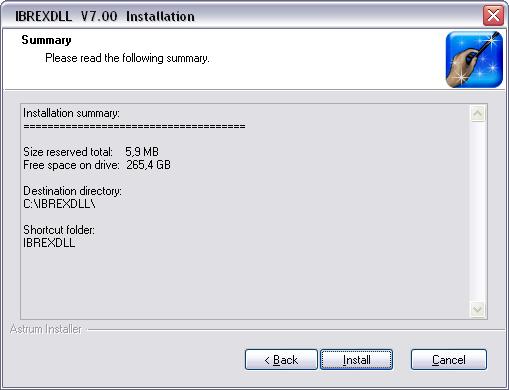 Finally, verify the installation settings chosen. Start the installation by clicking the Install-button.