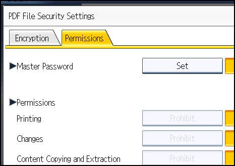 8. Various Scan Settings 5. In [Master Password], select [Set]. 6. In [Password], press [Enter].