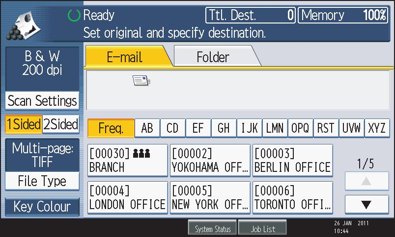 Example of Simplified Display 1 CFK001 1. [Key Colour] Press to increase screen contrast by changing the color of the keys. This is available only for the simplified display.