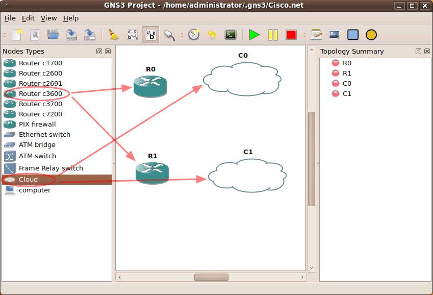 Step 5 To setup the experimental network as shown in the lab setup diagram, go to Applications/Education and select gns3 Graphical network Simulator.