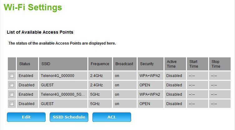 3.3.3 Wi-Fi Wi-Fi Device List This page displays the client devices that are currently connected to the DWR-966 via Wi-Fi.