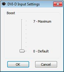 Chapter 6: VideoPlex4 Control Application To boost the equalization hardware, click on the Settings button. The following dialog is displayed. Figure 6-4. DVI-D input settings dialog box.