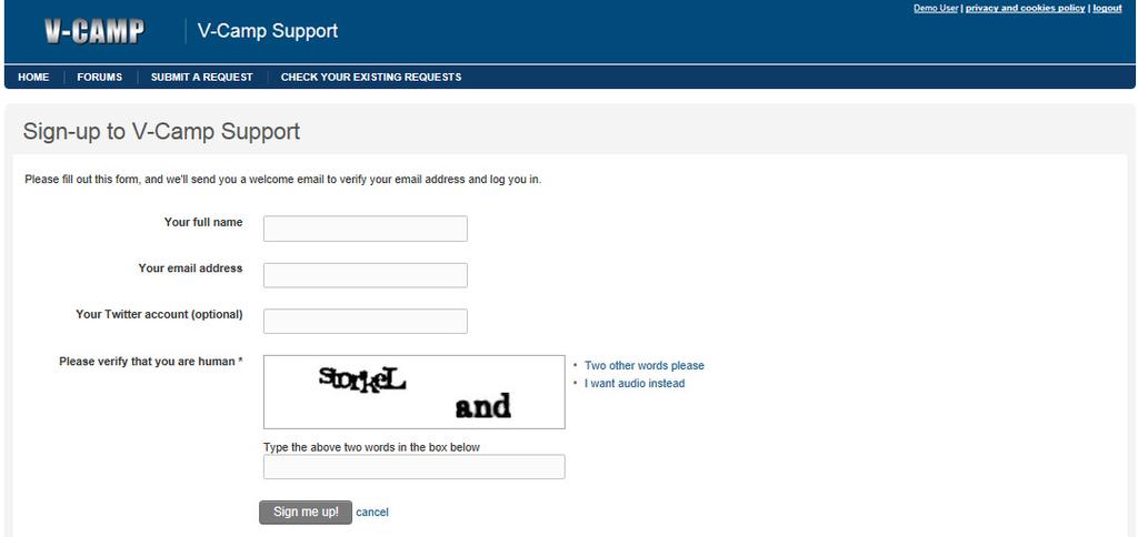 Unit V-Camp Support Account Before you can utilize V-Camp Support, you will need to create your own personal account.