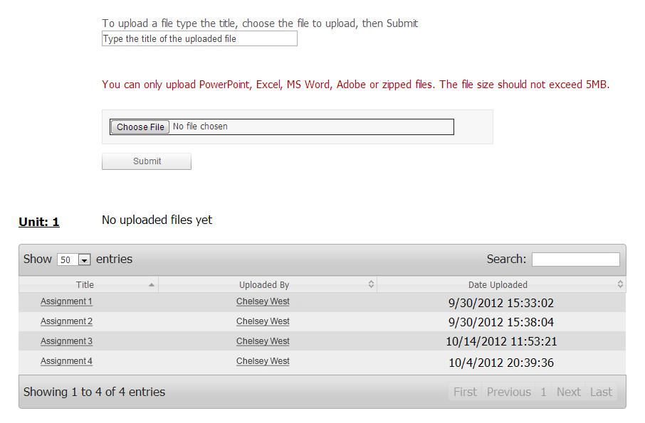 Unit Virtual Classroom 4 5 continued 4. You can search for previously loaded files in the Search box.