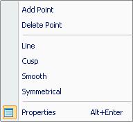 102 LETTER IT Instruction Manual Changing the Anchor Point Type When you are editing the baseline of a Path Text segment, you can select anchor points and change their type.