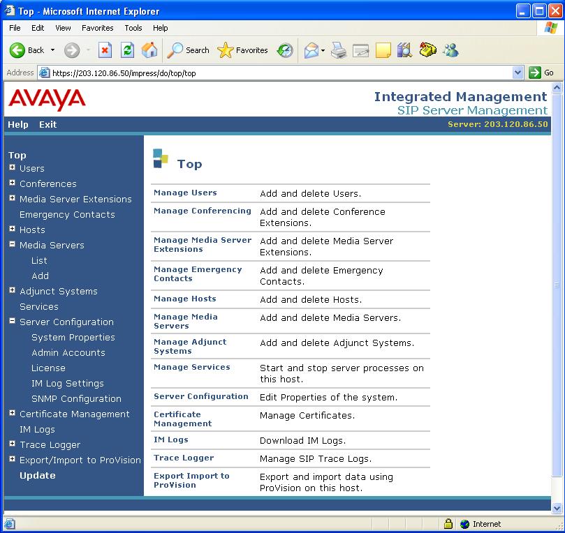 Step 8: Save the Changes After making changes within Avaya SES, it is necessary to commit the database changes using the Update link that appears when changes are pending.