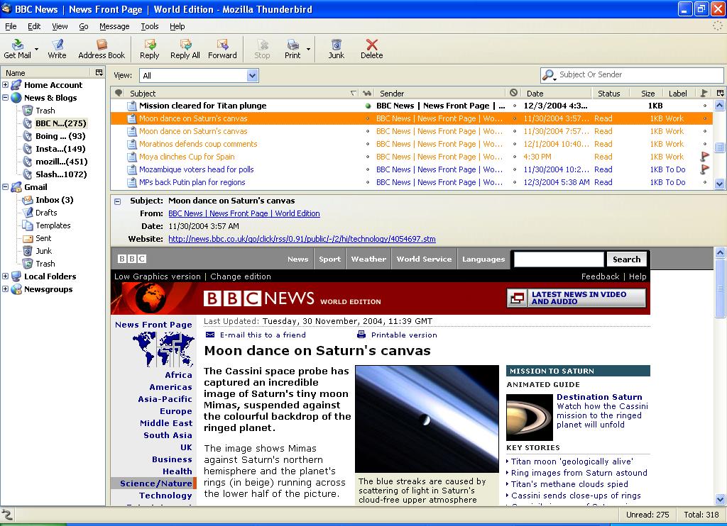 4. RSS News and Blog Feeds You may find viewing RSS feeds through Thunderbird revelatory.