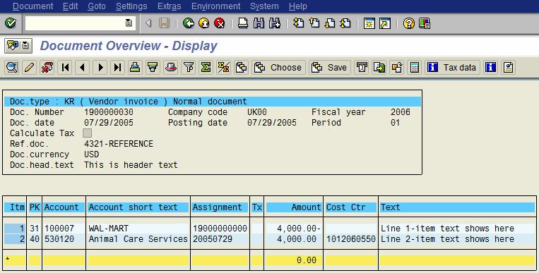 Printing Header and Line Item Text To print header and line item text, print the document in the display as list mode.