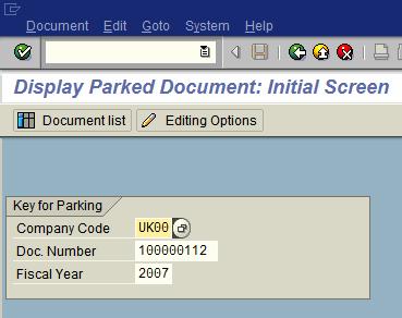 Display a Parked Document FBV3 Use FBV3 if you need to display a parked document Use Document List button to view a list of
