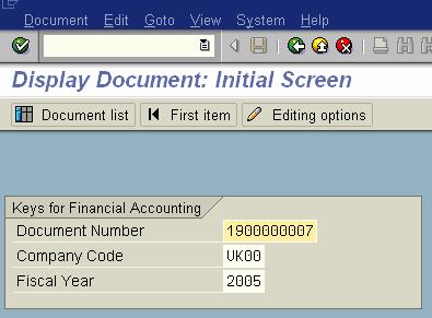 Posted Document Display FB03 Can display both vendor invoices and general ledger journal entries Enter the document number, the company code and fiscal year If the
