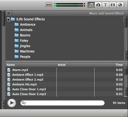 Adding Sounds in imovie You can add sound effects, music background or voice over easily
